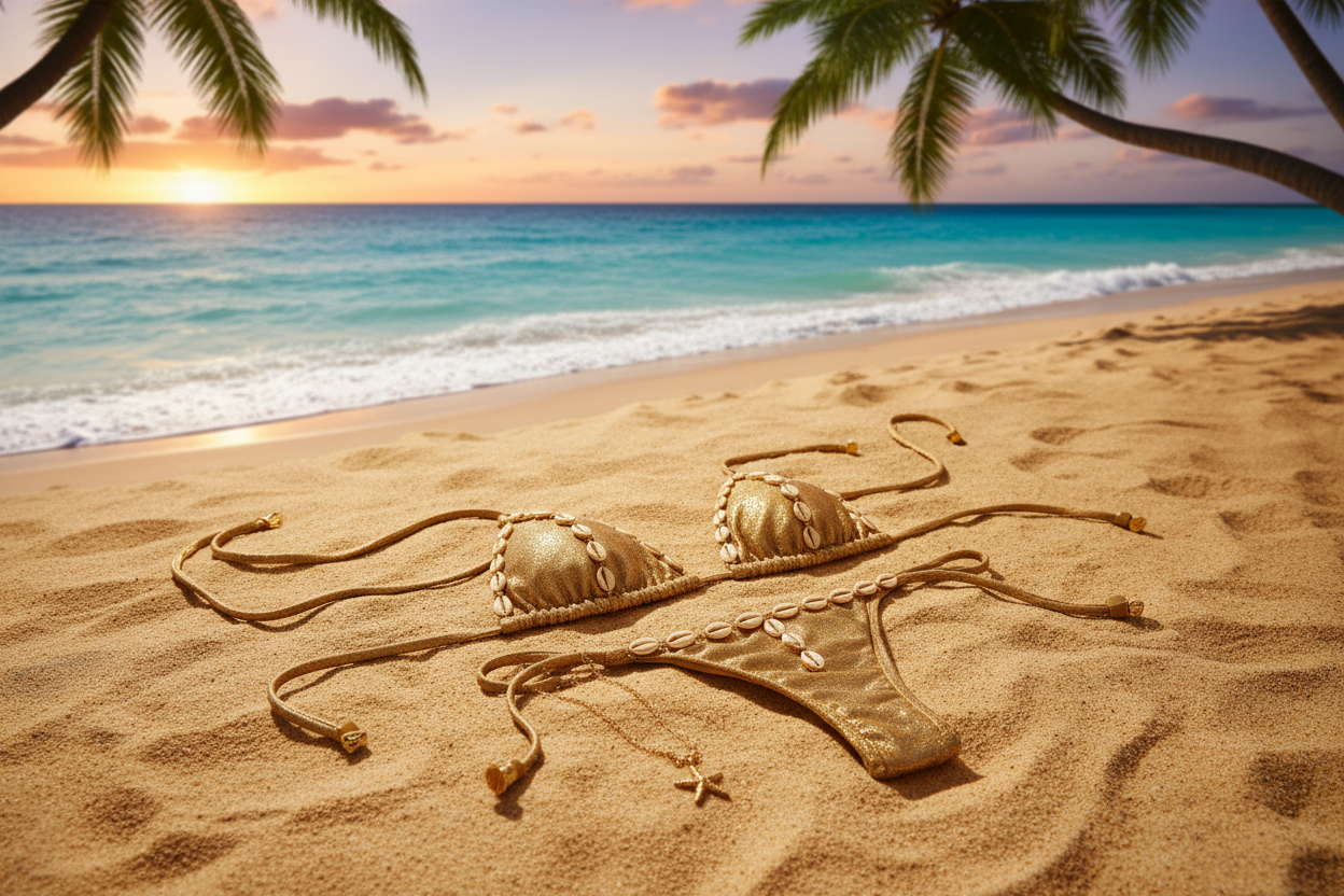 string bikini on the beach